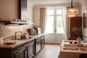 Cuisine équipée dans un appart’hôtel à Coustouges