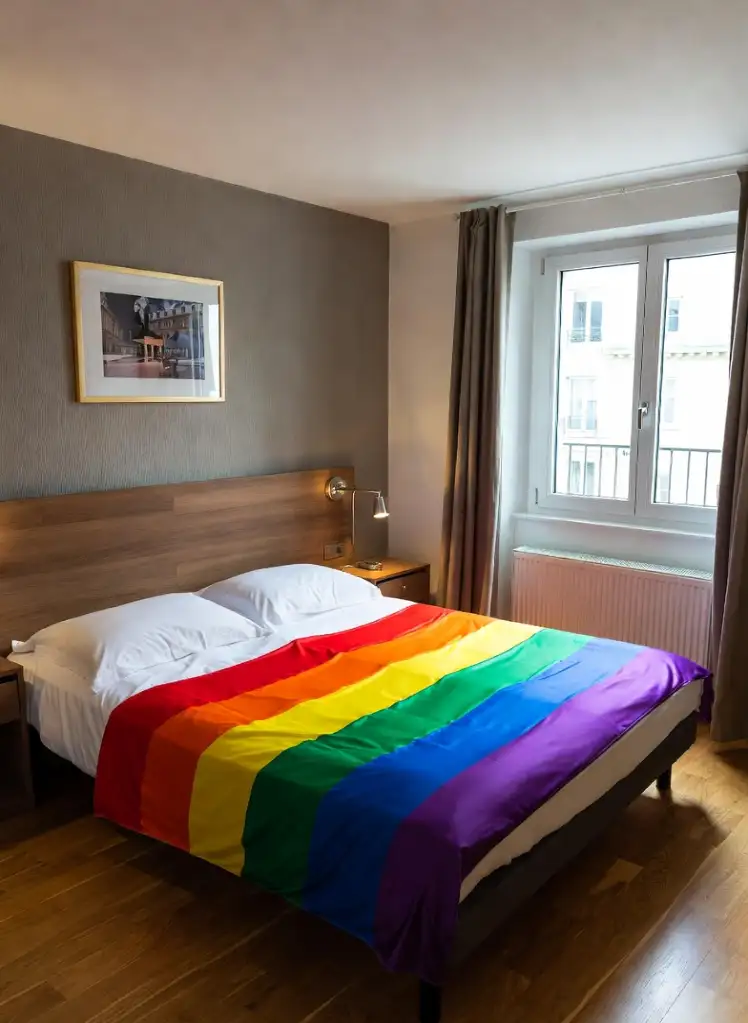 Vidéo immersive d'une chambre d'un hôtel gay à Bouges-le-Château
